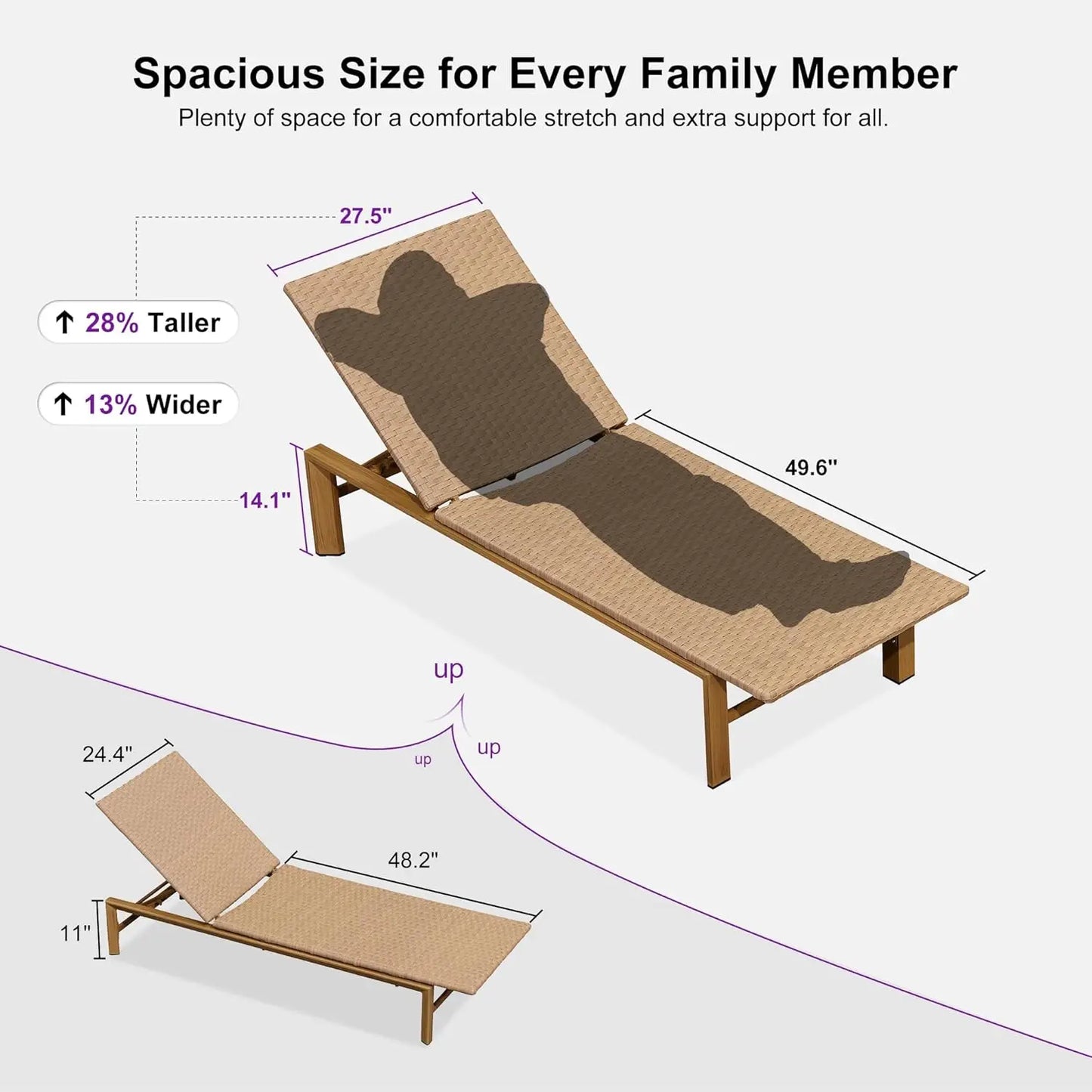 Patio Chaise Lounge Chair Outdoor Wicker Sunbathing