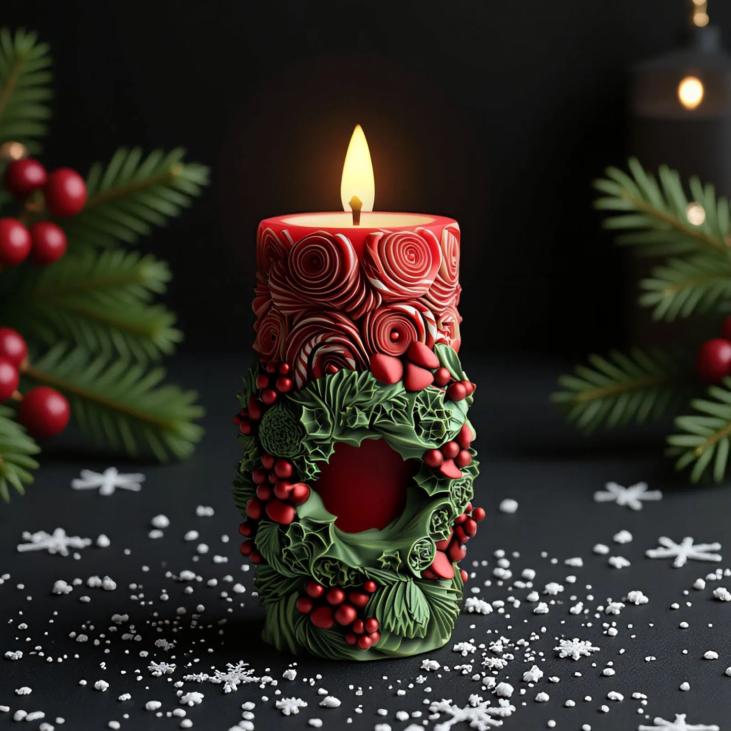 Choice Christmas Silicone Mold Holly Snowflake Snowman Pillar Candle