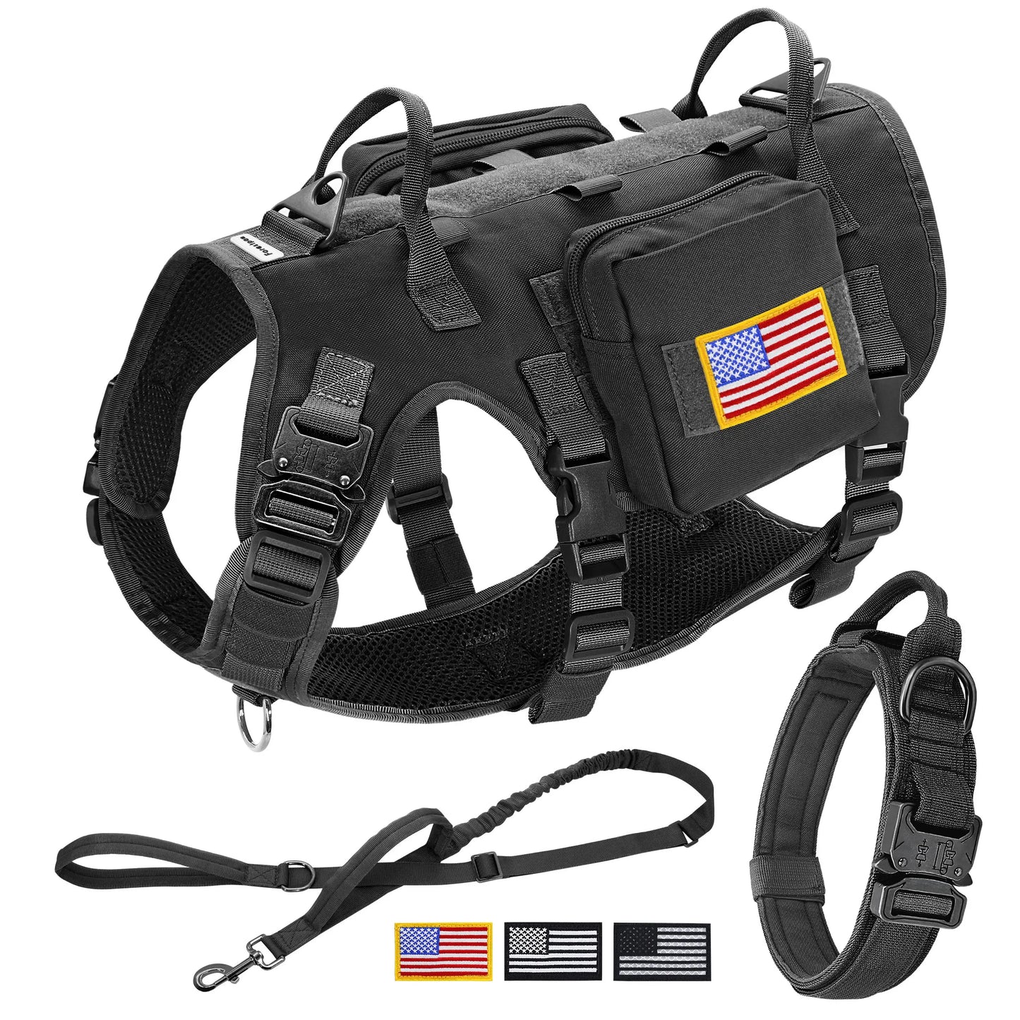 PET ARTIST Military Tactical Dog Harness And Leash Set