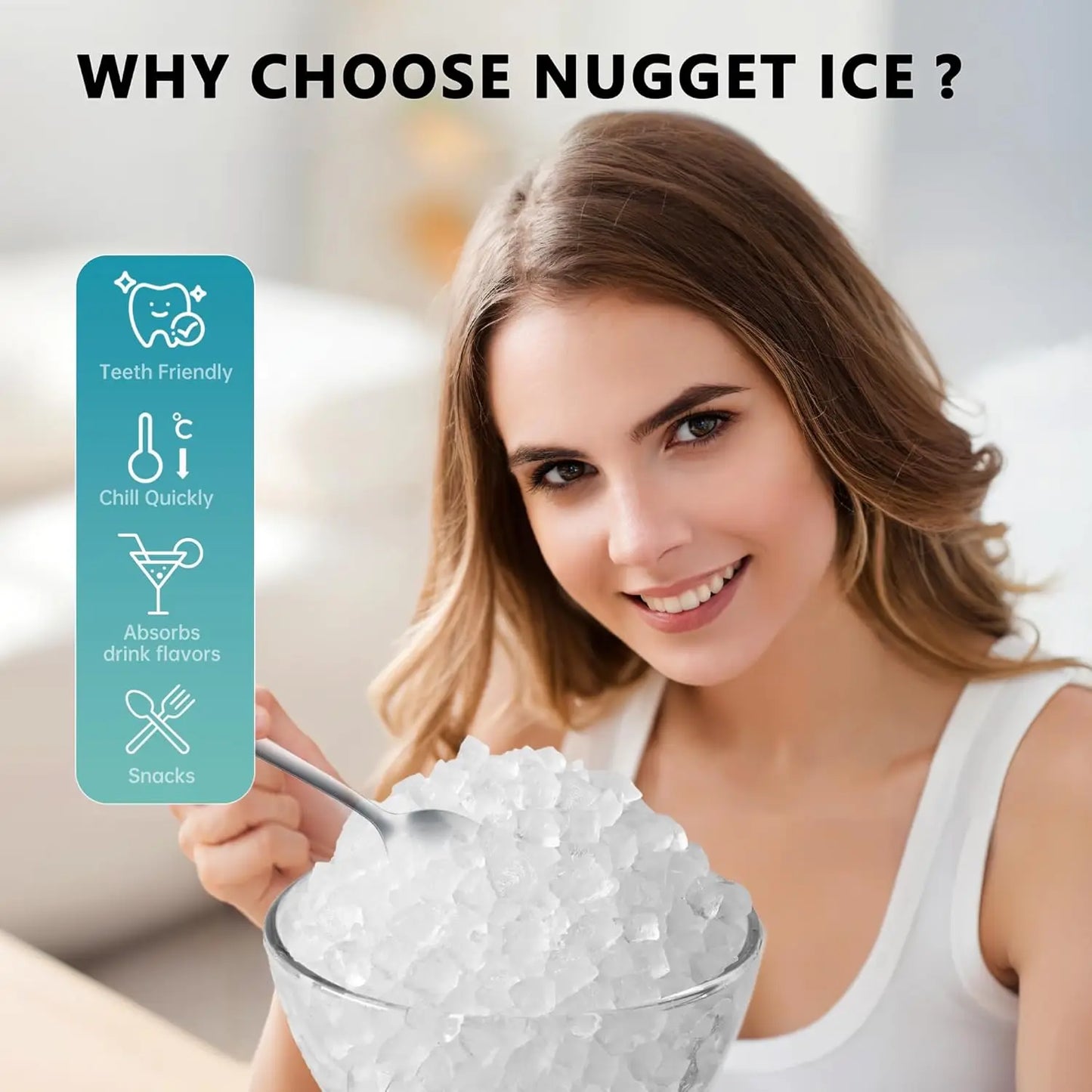 Nugget Ice Maker Countertop With Handle Portable