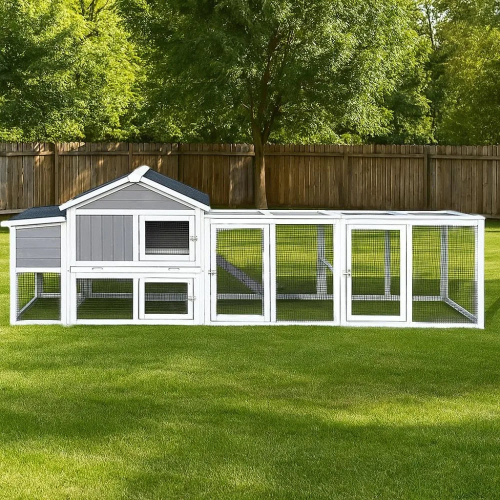 Farm Animals Wooden Chicken Coop With Run Weatherproof Nest Box