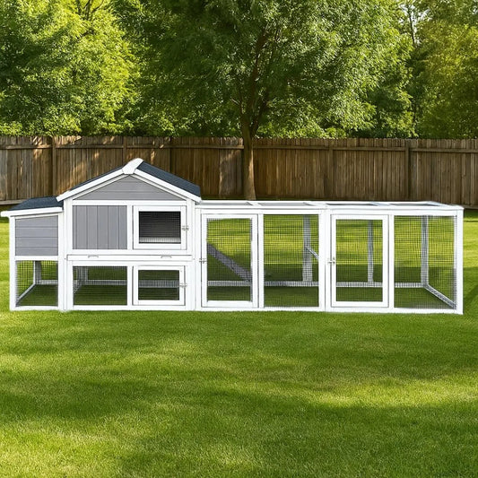 Farm Animals Wooden Chicken Coop With Run Weatherproof Nest Box