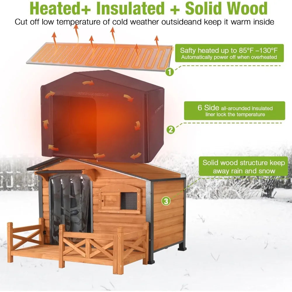 GUTINNEEN Outdoor Heated Dog House With Safe Heated Pad