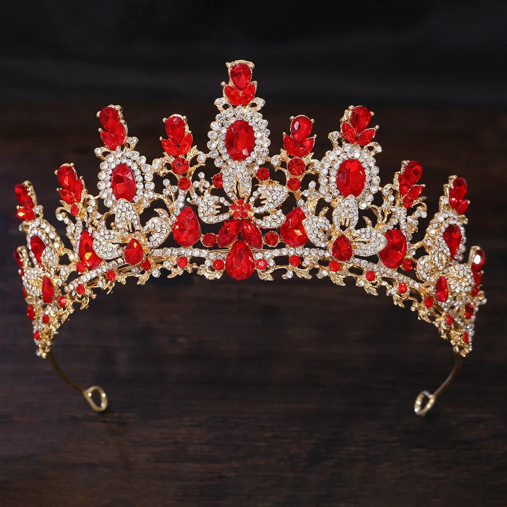 Baroque Luxury Water Drop Crystal Flower Bridal Tiaras Crown Rhinestone Pageant Diadem Bride Headpieces Wedding Hair Accessories