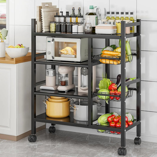 Movable Stainless Steel Kitchen Basket Storage Rack For Vegetable Organization Non Folding Ideal For Kitchen And Garage