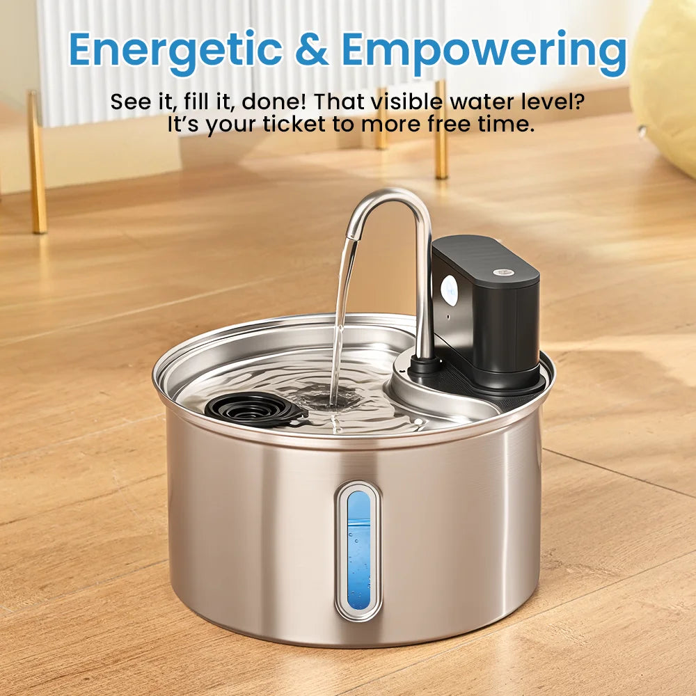 Cityflee Stainless Steel Cat Water Fountain With Smart Dispenser
