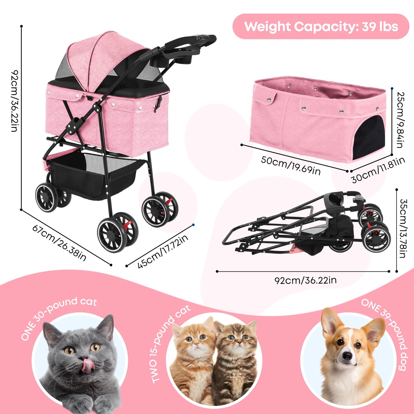 CHIHUAUA Foldable Pet Stroller For Small Dogs And Cats