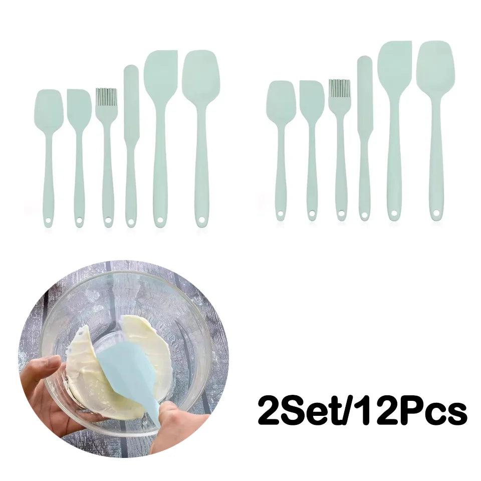 6 Pieces Silicone Spatula Set Food Grade Non Stick Heat Resistant Spatulas Turner for Cooking Baking Mixing Baking Tools