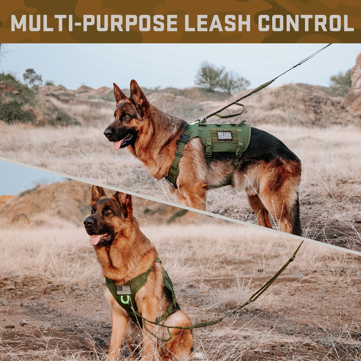 PET ARTIST Military Tactical Dog Harness And Leash Set