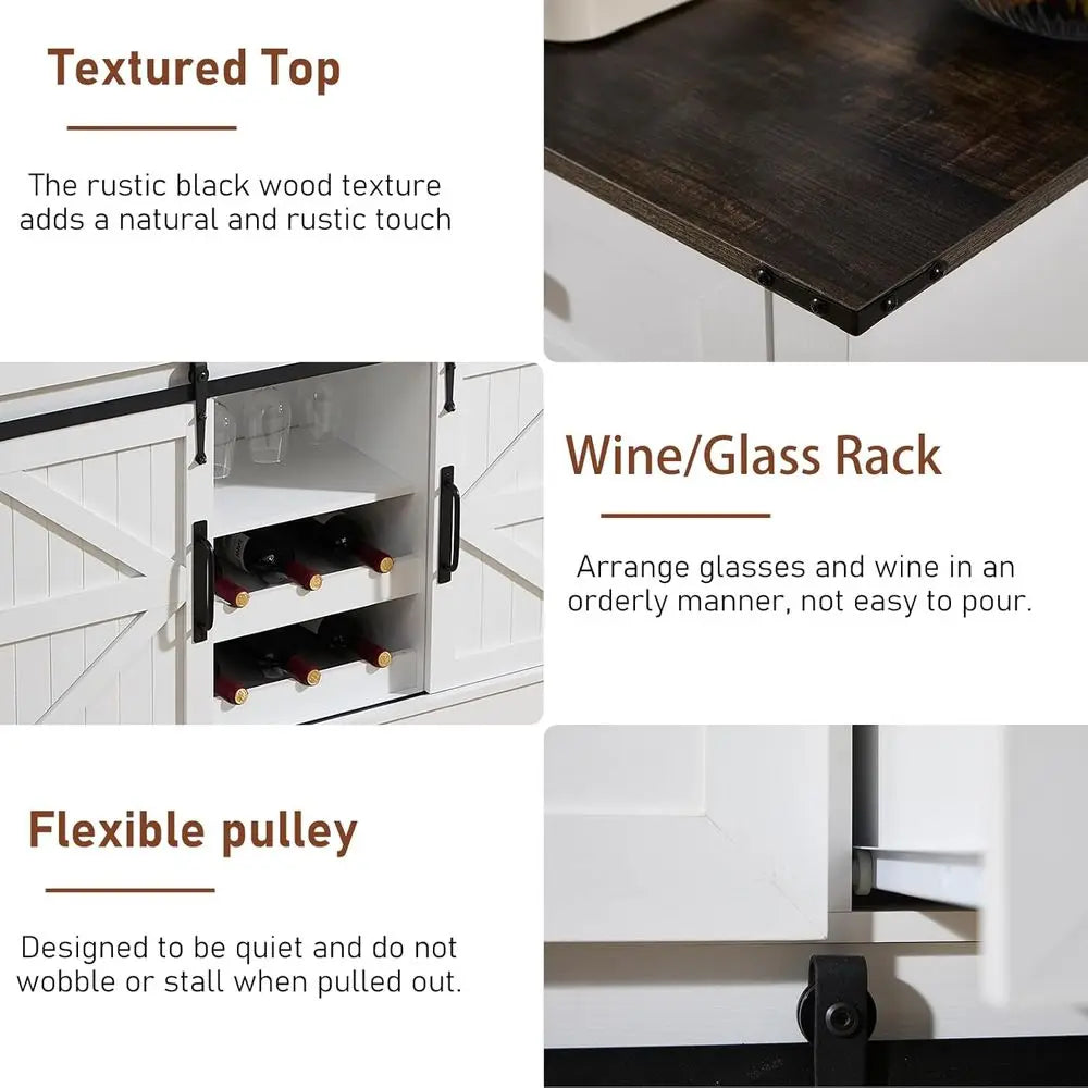 Wine Bar Cabinet With Sliding Doors And Glass Rack