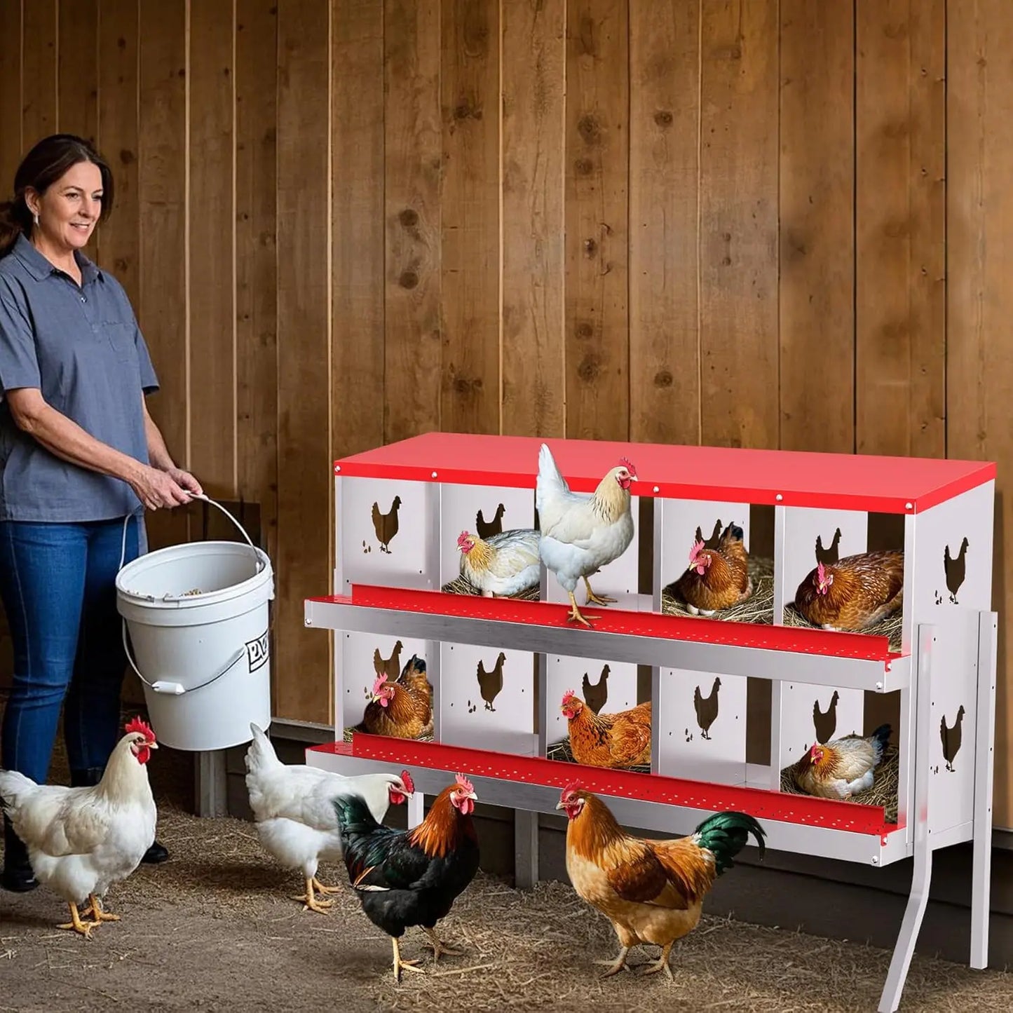 HobbyLane Chicken Nesting Box With Bracket Legs Multi-Compartment