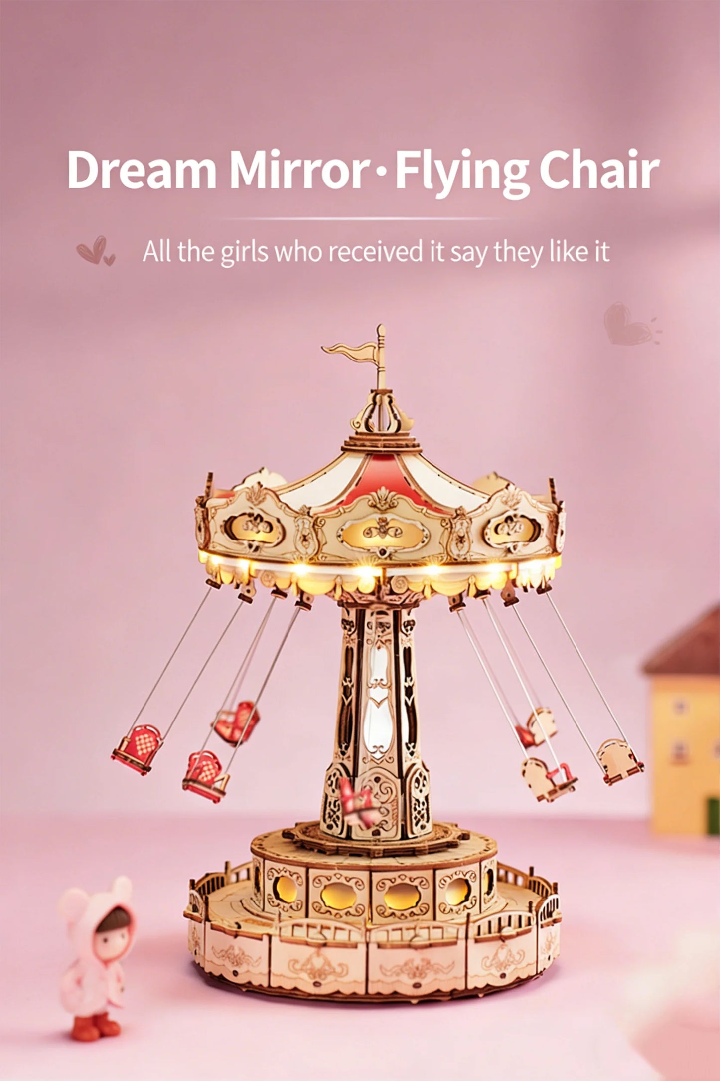 DIY Rotating Swing Ride Music Box With LED Lights Puzzle
