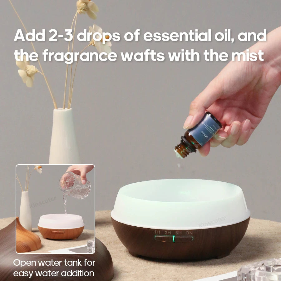 Kinscoter Wood Grain Aromatherapy Diffuser Ultrasonic Humidifier