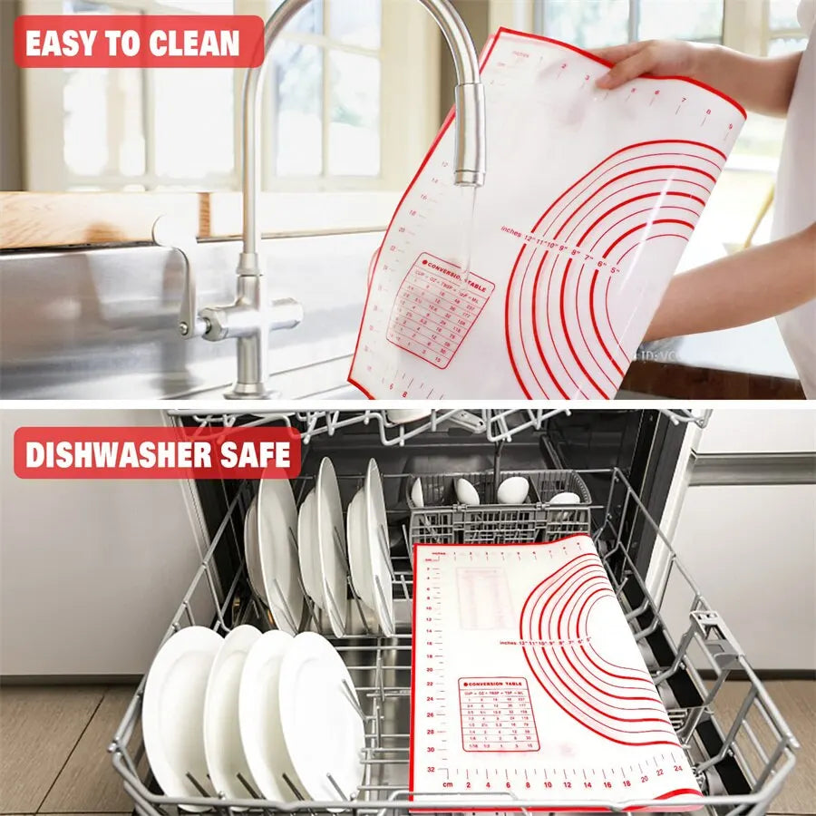 Silicone Baking Mat, Non-slip Pastry Mat for Rolling Out Dough, Making Pie Crust and Fondant, with Measuring Function