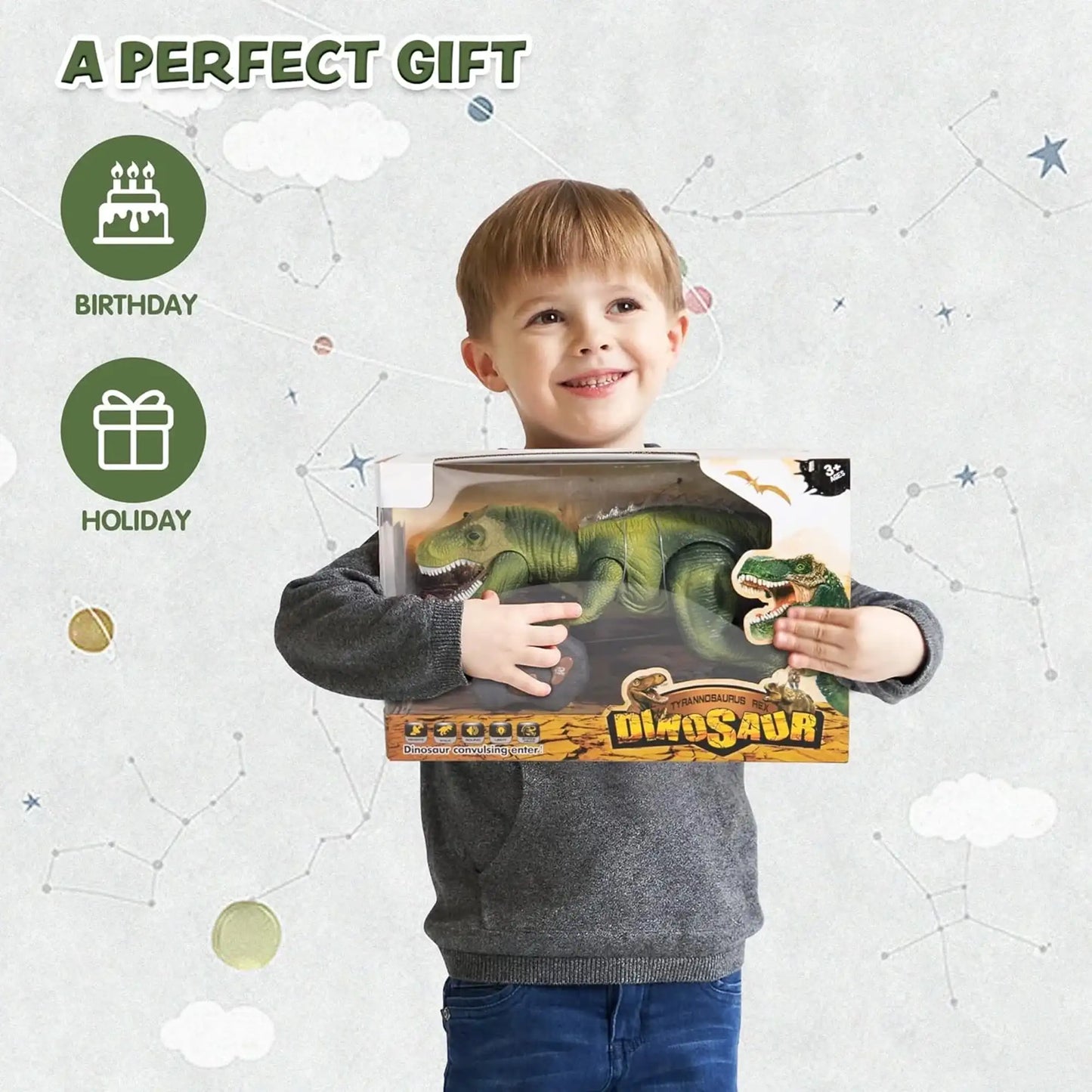 Joyfy Remote Control Walking T Rex Dinosaur Toy With Lights