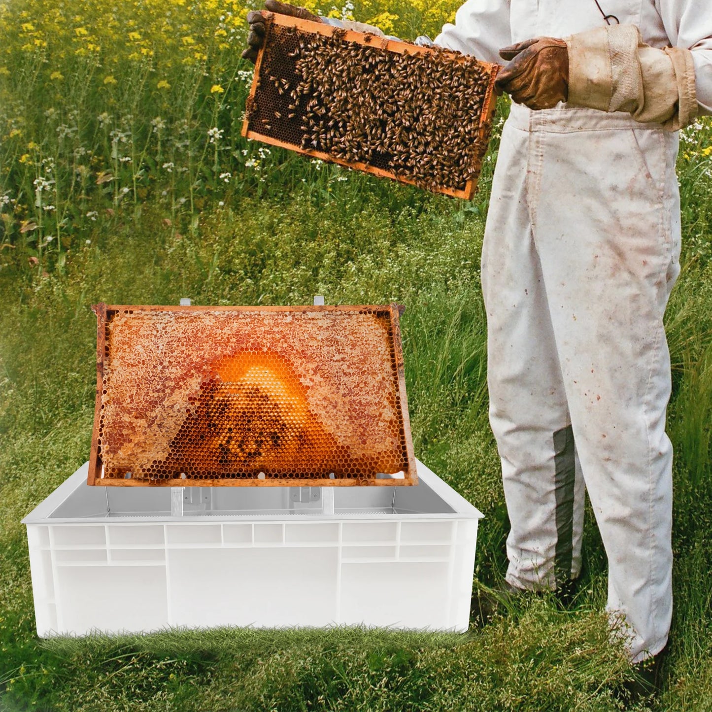 Stainless Steel Honeycomb Uncapping Tray Beekeeping Tools Kit