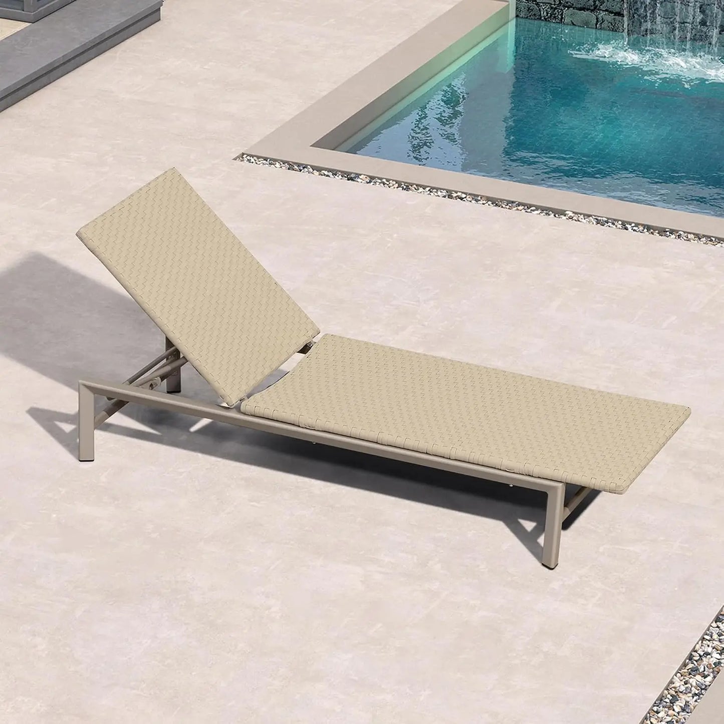 Patio Chaise Lounge Chair Outdoor Wicker Sunbathing