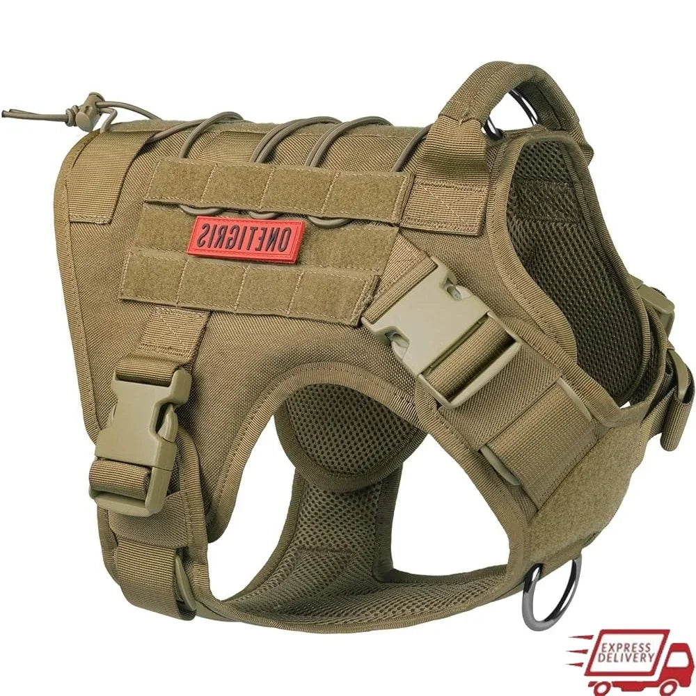 XMSJ Tactical Dog Harness Patrol Vest With Quick Release Buckles