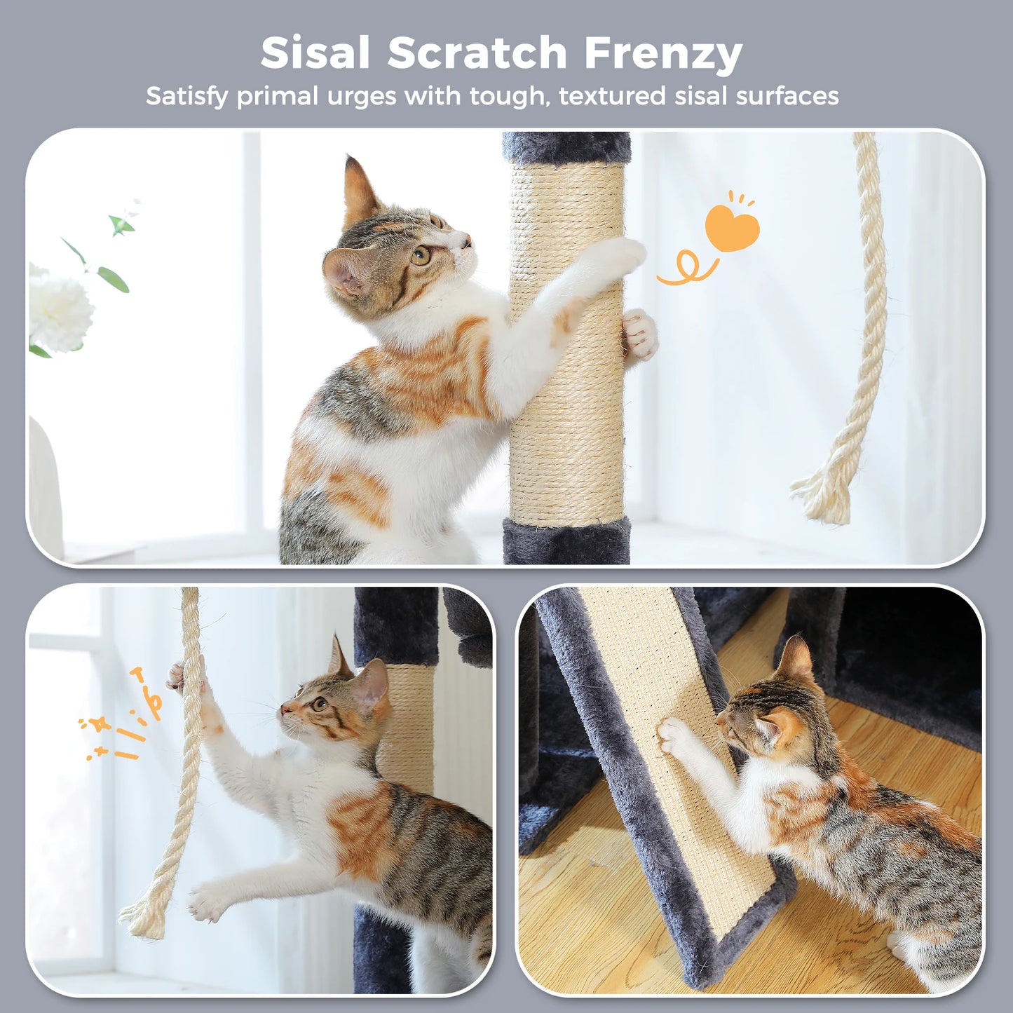 PAWZ Road Multi Level Cat Tree Tower With Sisal Scratching Posts Perch