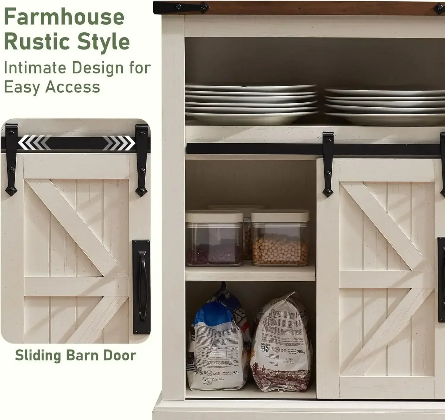 Bathroom Floor Cabinet, Farmhouse Cabinet with Sliding Barn Door & Storage Drawers, Small Storage Cabinet for Bathroom（Hot）