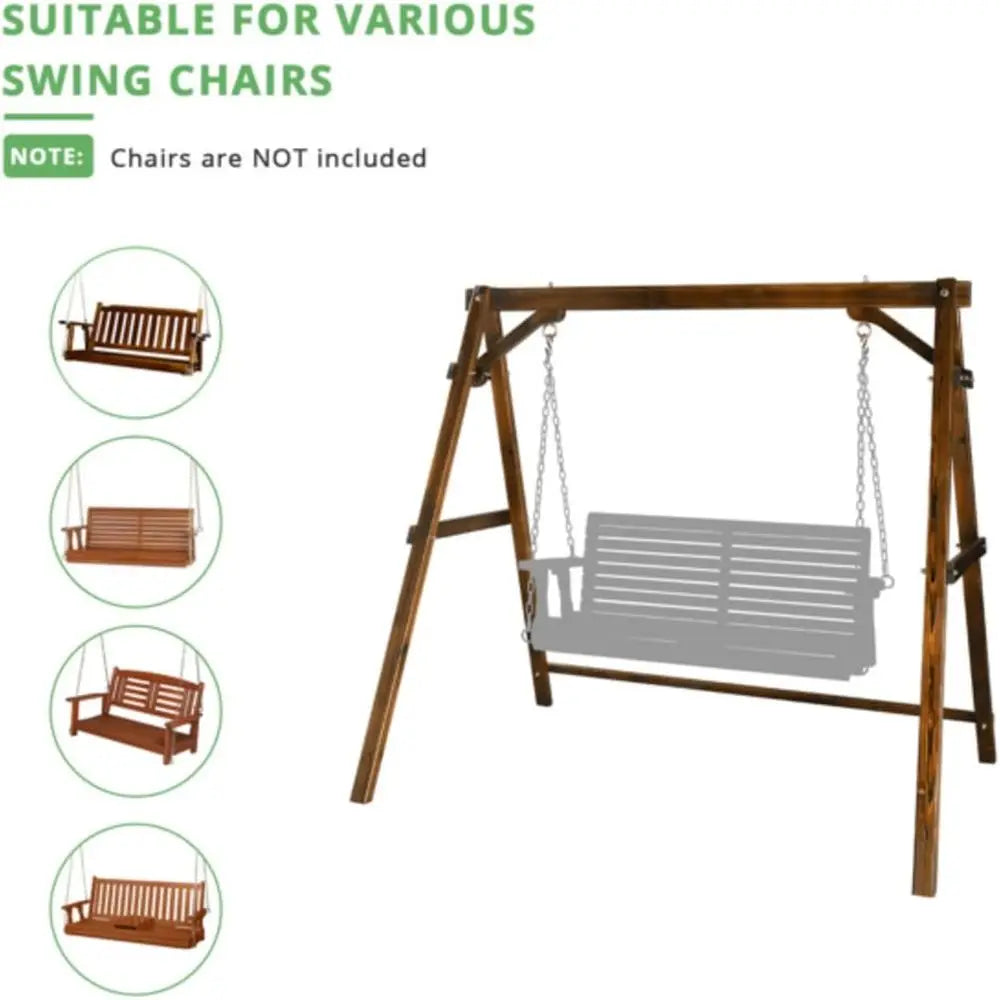 Freestanding Outdoor Wood Porch Swing With 770 Lb Capacity Stand