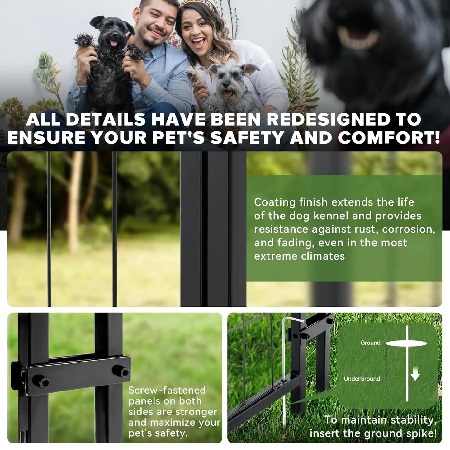 Outdoor Dog Kennel Heavy Duty Welded Wire Steel With Lock