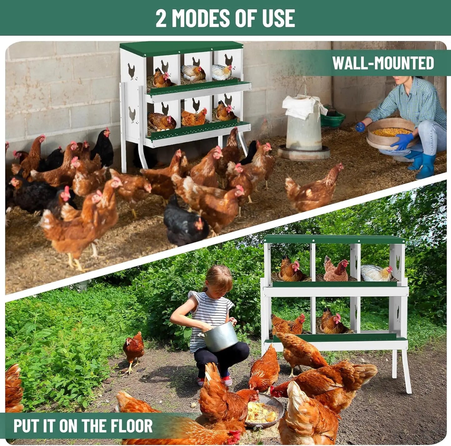 HobbyLane Chicken Nesting Box With Bracket Legs Multi-Compartment