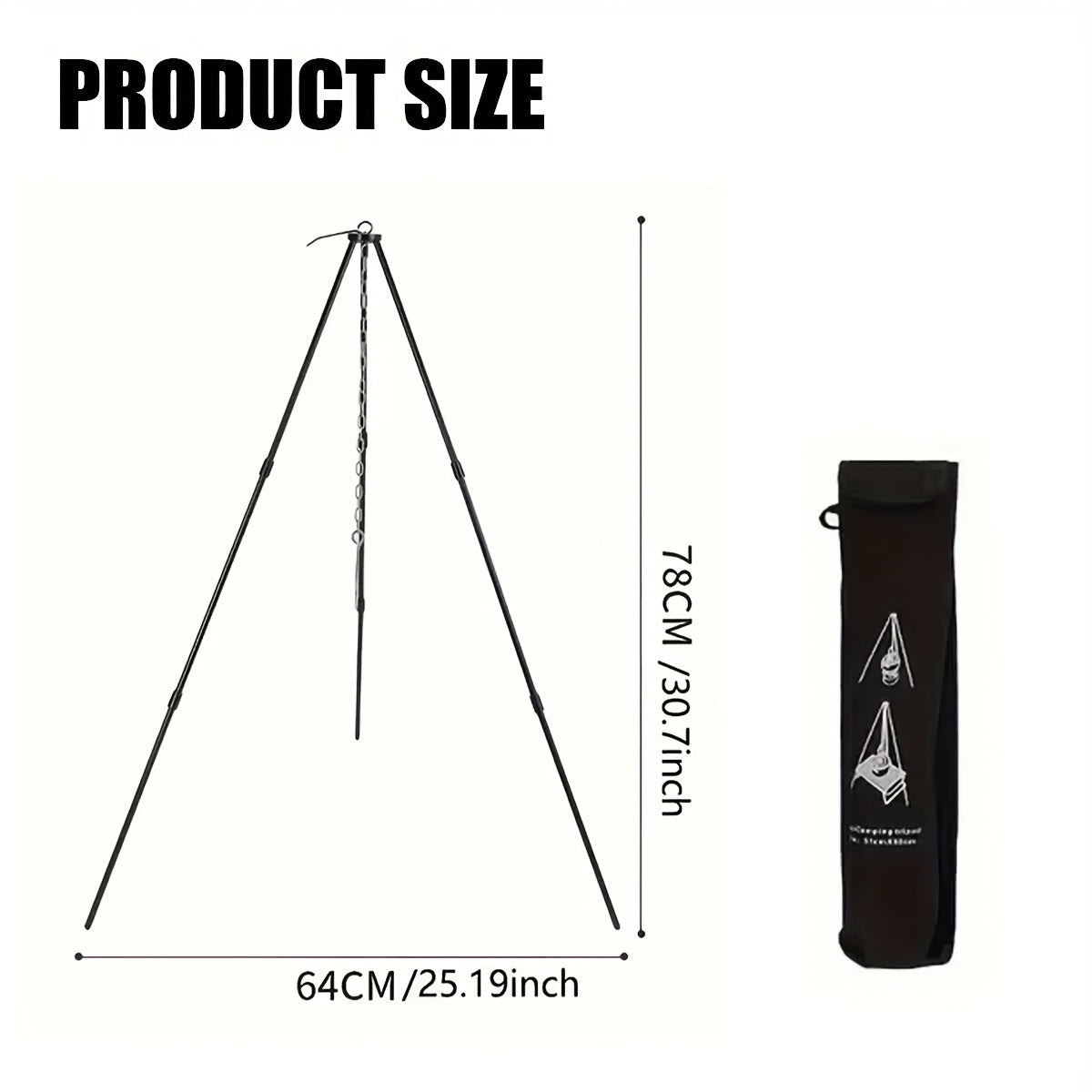 Stainless Steel Campfire Tripod For Outdoor Cooking And Dutch Oven