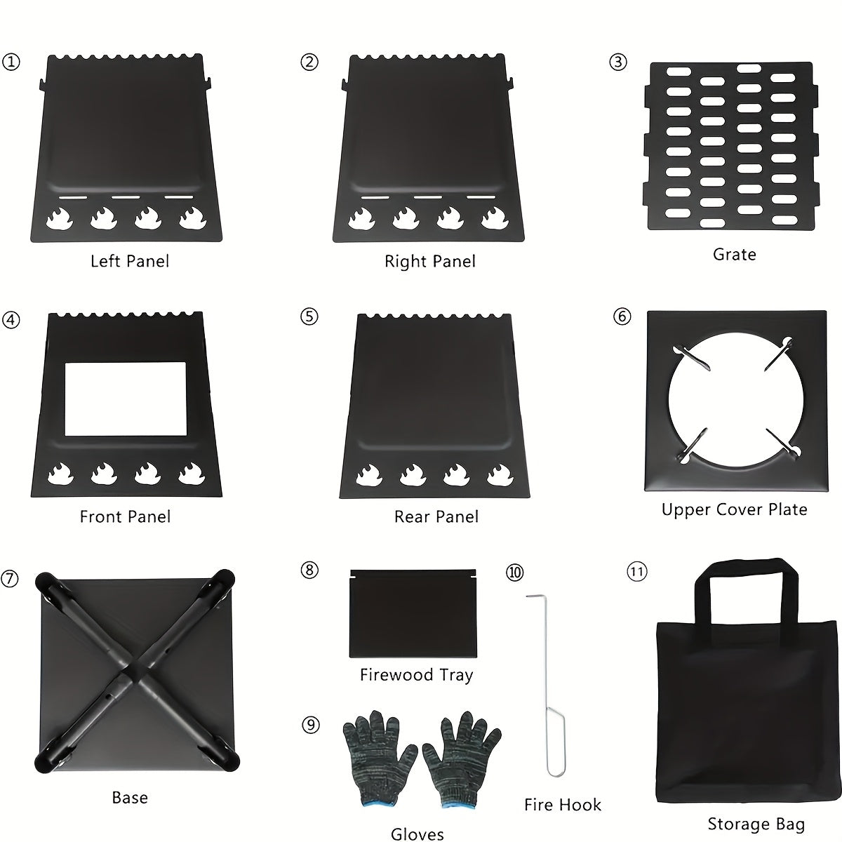 JIASLING Portable Cast Iron Wood Burning Camp Stove For Camping